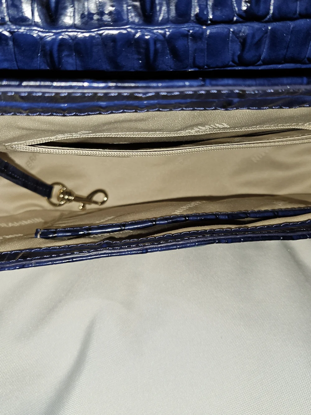 Brahmin Cynthia Ink Leontyne Convertible - Navy Croc-Embossed Crossbody Bag